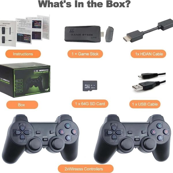 M8 Portable Mini Gamepad, Plug & Play, With 2 Wireless Controllers And A 64G Micro SD Card, HDTV Game Console