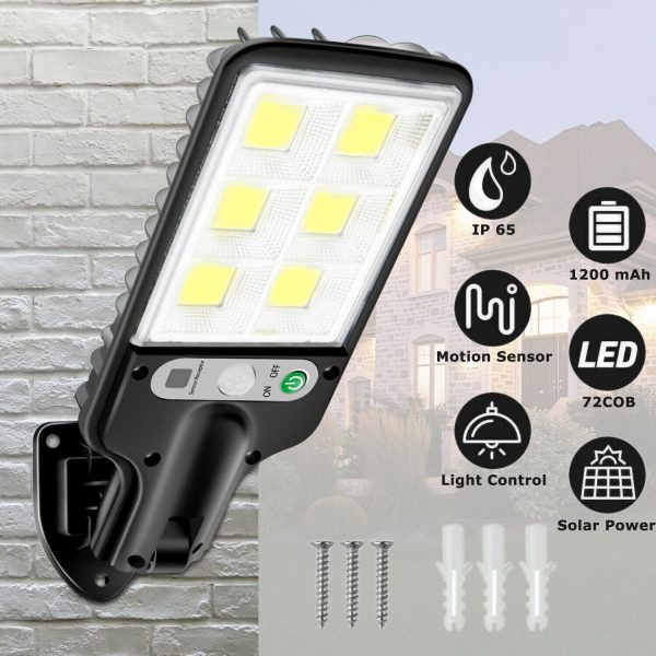 LED Solar Motion Sensor Light Bright Garden Outdoor Street Wall Lamp Solar Wall Lamp Lights Outdoor Road Lamp For Garden, Yard, Garage, Path Weatherproof