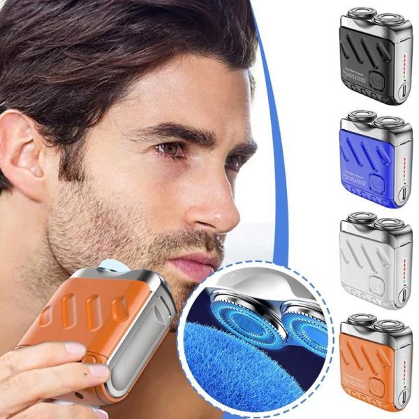 Portable Rotary Dual Ring Electric Shaver Men Travel Mini Shaver Double Floating Magnetic Blade Head Rechargeable Pocket Razors Waterproof