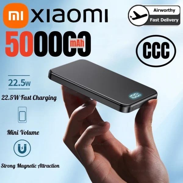 Xiaomi 500000mAh Portable Magnetic Wireless Power Bank PD22.5W Fast Charging External Battery for Magsafe For iPhone Samsung