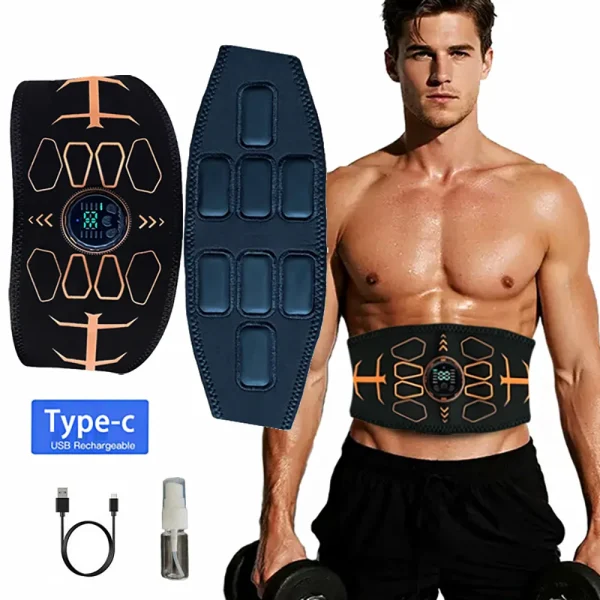Smart Muscle Toner Abdominal Toning Belt Ab Trainer EMS Muscle Stimulator Recharge Weight Loss Massage Fitness Equipment Unisex