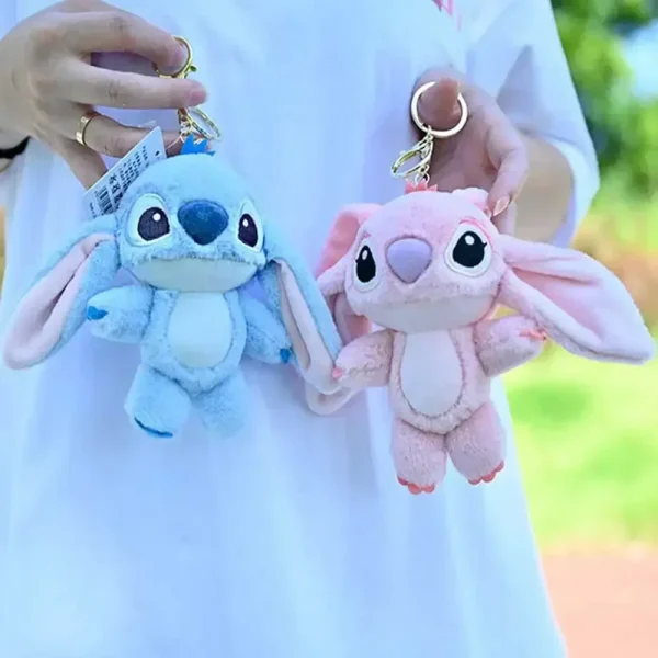 Cartoon Stitch Plush Keychain Soft Toy Cute Stuffed Animal Pendant Gift for Girls Angel Doll Bag Charm Kids Birthday Present