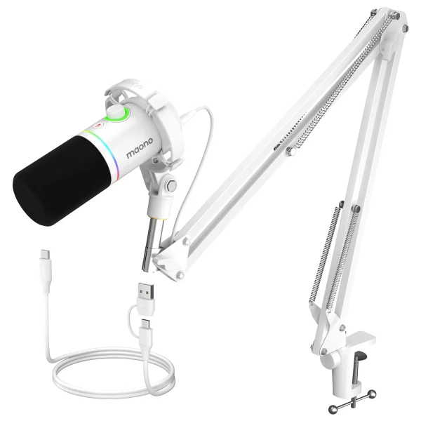 Maono PD200XS Dynamic Microphone XLR/USB Dual mode Dynamic Mic Podcast Mic with Maonolink Software and Gain Knob for Recording