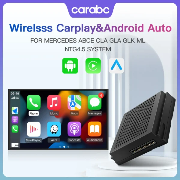 CARABC Wireless CarPlay for Mercedes Benz Android Auto Mirror Link AirPlay Function Models A, B, C, E, CLA, GLA, GLK, ML, NTG4.5