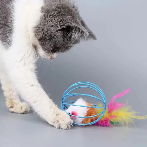 Hot cage rat happy cat toy plush simulation color mouse fun cat ball fun cat fun fun pet supplies